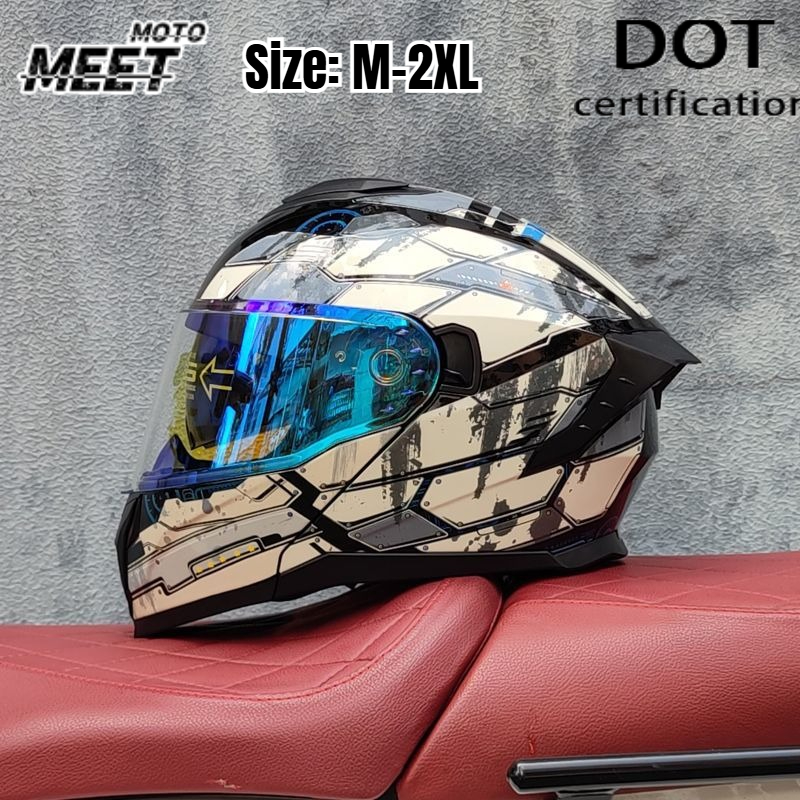 Dual Visor Motorcycle Racing Helmet - Uniseks, Tam Yüz Kapsayan Motosiklet Yarış