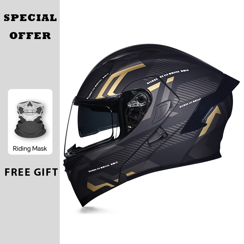 Dual Visor Motorcycle Racing Helmet - DOT Onaylı Motosiklet Açılır Kapanır Kask